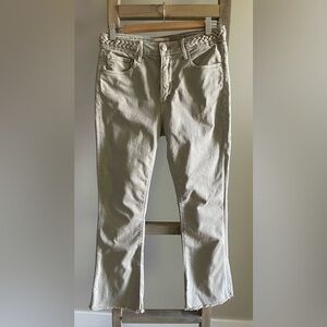 Anthropologie driftwood olive braided jeans